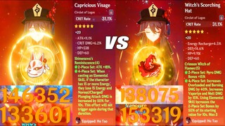 Shimenawa vs Crimson Witch 4 Set - Hutao EndGame Charged Atk & Nuke Damage Comparison