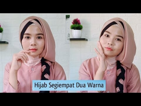 TUTORIAL HIJAB SEGI EMPAT DUA WARNA || HIJAB WISUDA || HIJAB PESTA SIMPLE ||  Fara Cahya P