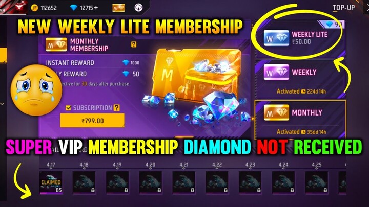 SUPER VIP MEMBERS DIAMOND NOT RECEIVED | NEW WEEKLY LITE MEMBERSHIP | FREE FIRE NEW EVENT TODAY