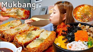 🍽통치즈돈까스+치즈김치알밥🧀 이 정도면 방구석 '연돈' 아님?! 순두부찌개 자몽소주 CHEESE CUTLET MUKBANG ASMR EATINGSHOW REALSOUND 요리 먹방