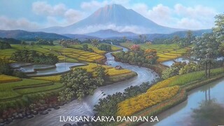 lukisan pemandangan alam tanpa makhluk bernyawa ukuran 275 x 135 CM Karya Dandan SA