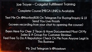 Joe Troyer Course Craigslist Fulfillment Training download