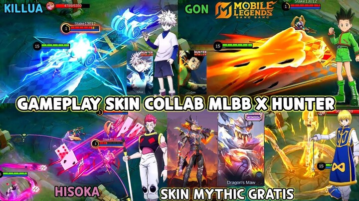 INI DIA GAMEPLAY SKIN COLLAB MLBB X HUNTER X HUNTER, GON DYRROTH, KILLUA HARITH, SKIN MYTHIC GRATIS