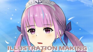 【Minato Aqua】Speed drawing【Illustration making】