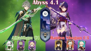 Alhaitham Spread C1 & Raiden Shogun C3 | 4.1 Spiral Abyss Floor 12 9 Stars | Genshin Impact