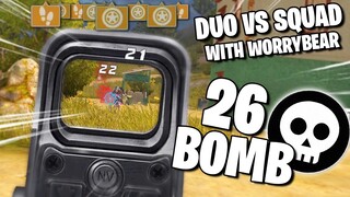 DUO VS SQUAD WITH WORRYBEAR (ROS 26 KILLS GAMEPLAY!)