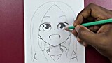 Easy sketch | how to draw cute anime girl step-by-step