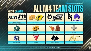 ALL QUALIFIED M4 TEAM SLOTS!! RRQ Hoshi, Blacklist, ONIC, ECHO & Many More | M4 World Championship