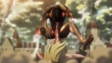Eren turned into a titan and fought fiercely against the female Titan | 巨人化したエレンは女型巨人と激闘を繰り広げた