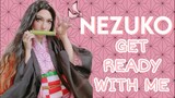 anime cosplay get ready with me - nezuko from demon slayer
