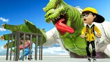 Nick & Tani SAW The Evil Lizard Monster!! w/ Miss T, Ice Scream - Scary Teacher 3D Ep.36