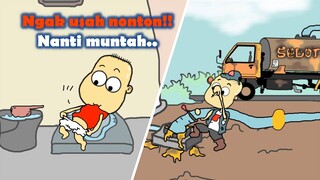 Mobil Truk oleng penyedot WC Part5 | Kartun lucu