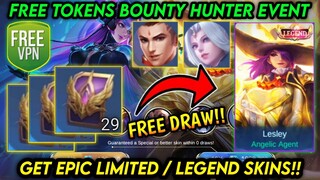 NEW EVENT! GET FREE EPIC LIMITED/LEGEND SKINS (VPN TRICK) IN BOUNTY HUNTER EVENT 2022!! - MLBB