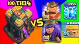 100 TH14 VS 800 BARBARIAN + BARBARIAN KING + ARCHER QUEEN | COC CHALLENGE