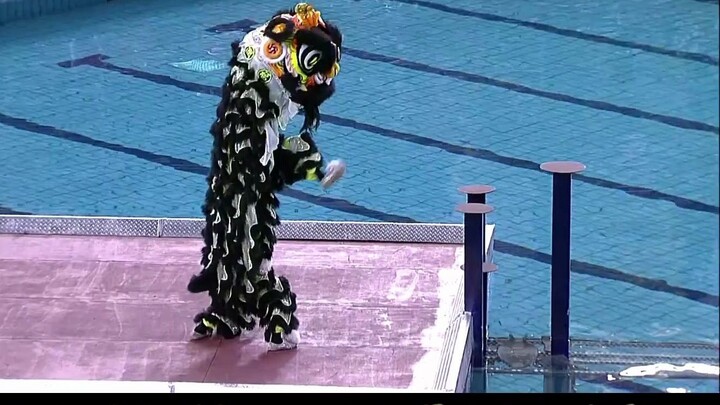 Even experts can make mistakes sometimes. Water-based plum blossom pole lion dance is a very challen