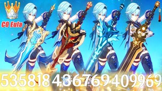 Eula C0 Crowned - Snow-Tombed - Serpent Spine - Prototype - Song of Broken Damage Comparison