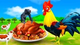 Giant Rooster vs Wild Animals in Farm | Giant Hen Destroys Farm | Funny Animals Cartoons 2022
