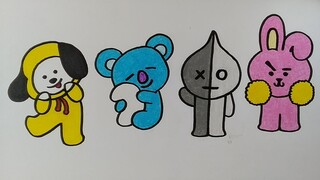 Cara menggambar BT21 || Menggambar boneka BT - BTS