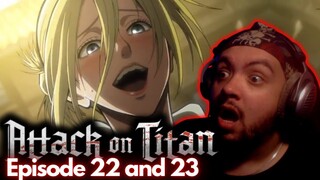 FEMALE TITAN REVEALED! ATTACK ON TITAN EPISODE 22 AND 23 REACTION 1X22 1X23