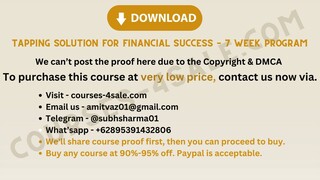 [Course-4sale.com] - Tapping Solution For Financial Success – 7 Week Program