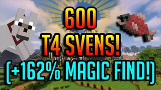 ALL LOOT FROM 600 T4 SVENS WITH 162% MAGIC FIND! | Hypixel Skyblock Marathon