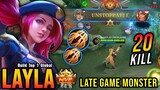 20 Kills!! Layla Inspire Late Game Monster!! - Build Top 1 Global Layla ~ MLBB