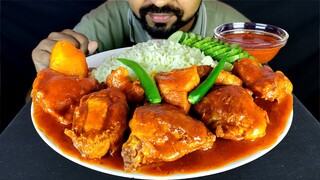 SPICY CHICKEN POTATO CURRY, CHICKEN GRAVY, RICE, SALAD & CHILI ASMR MUKBANG EATING SHOW| #LiveToEATT