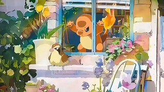 Everyone is taking a nap, only Charmander can't sleep