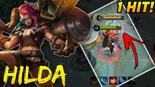 "ONE HIT COMBO!!" Hilda Insane Damage Build!! | Top 1 Global Hilda Build | Best build mobile legends