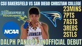 UNOFFICIAL NCAA DEBUT NI DALPH PANOPIO | CSU BAKERSFIELD VS SAN DIEGO CHRISTIAN | EXHIBATION MATCH