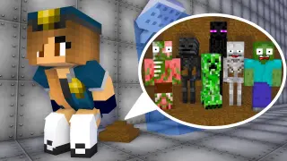 POOR TINY MONSTERS PRISON ESCAPE CHALLENGE - Funny Minecraft Animation