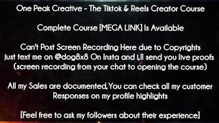 One Peak Creative course - The Tiktok & Reels Creator Course download