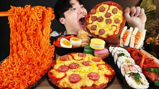 ASMR MUKBANG 편의점 핵불닭 샌드위치 떡볶이 & 핫도그 & 치즈 피자 FIRE Noodle & HOT DOG & CHEESE PIZZA EATING SOUND!