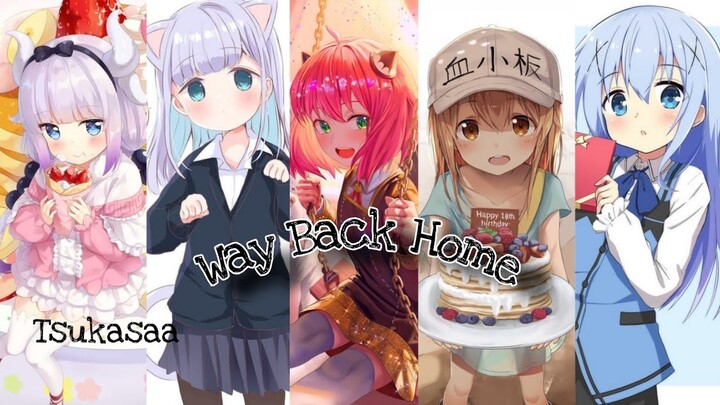 Kanna,Aharen,Anya,Trombosit,& Chinno singing way back home edit