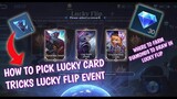 How to pick Lucky Card Tricks Lucky flip event | Where to farm free diamonds in Mobile Legends