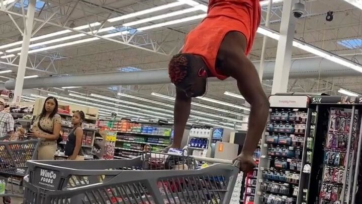 Shopping cart handstand