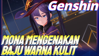 Mona mengenakan baju warna kulit