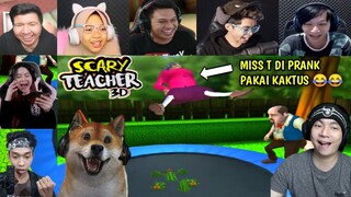 Reaksi Gamer Ngeprank Miss T Pakai Kaktus Di Trampolin, KOCAK ABIS!!! | Scary Teacher 3D Indonesia