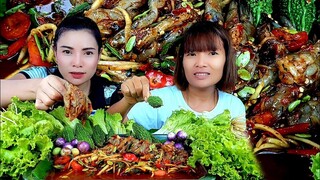 ตำกุ้งสดเผ็ดนัวน้ำปลาร้า กุ้งกรอบหวาน เเกล้มมะระกับน้องสาว|ส้มซ่าพาเเซ่บ