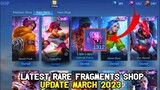 LATEST RARE FRAGMENTS SHOP UPDATE MARCH 2023 || MLBB NEW SKINS