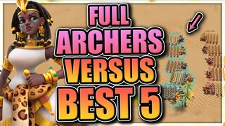 Archers vs Best 5 Marches in Rise of Kingdoms [ultimate open field showdown, full battles shown]