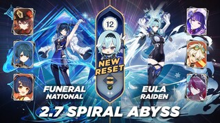 Genshin Impact 2.7 Spiral Abyss Floor 12 *New Reset - Hutao Funerational / Eula Raiden