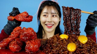MUKBANG ASMR | Hot🔥! Spicy Fire Chicken+Black Bean Noodles Eat Korean Eatingshow 아라 Ara Eatingsound
