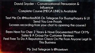 David Snyder – Conversational Persuasion & Influence Course Download