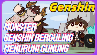 Monster genshin Berguling menuruni gunung