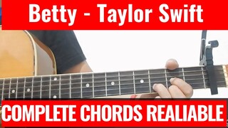 How to Play Betty by Taylor Swift Complete Guitar Chords