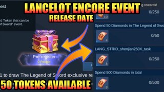 50 Tokens Available Lancelot Hero Encore Event | Free Tokens Only Release Date Update | MLBB