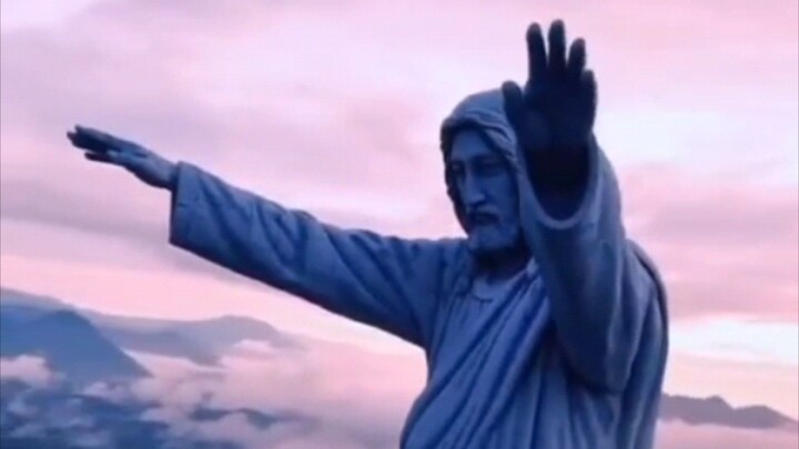 Jesus Bless Statue in mountain