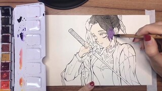 Watercolor Drawing Tutorial: Demon Slayer - Shinobu Kochou