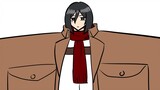 [Handwritten script] Mikasa is a tall woman